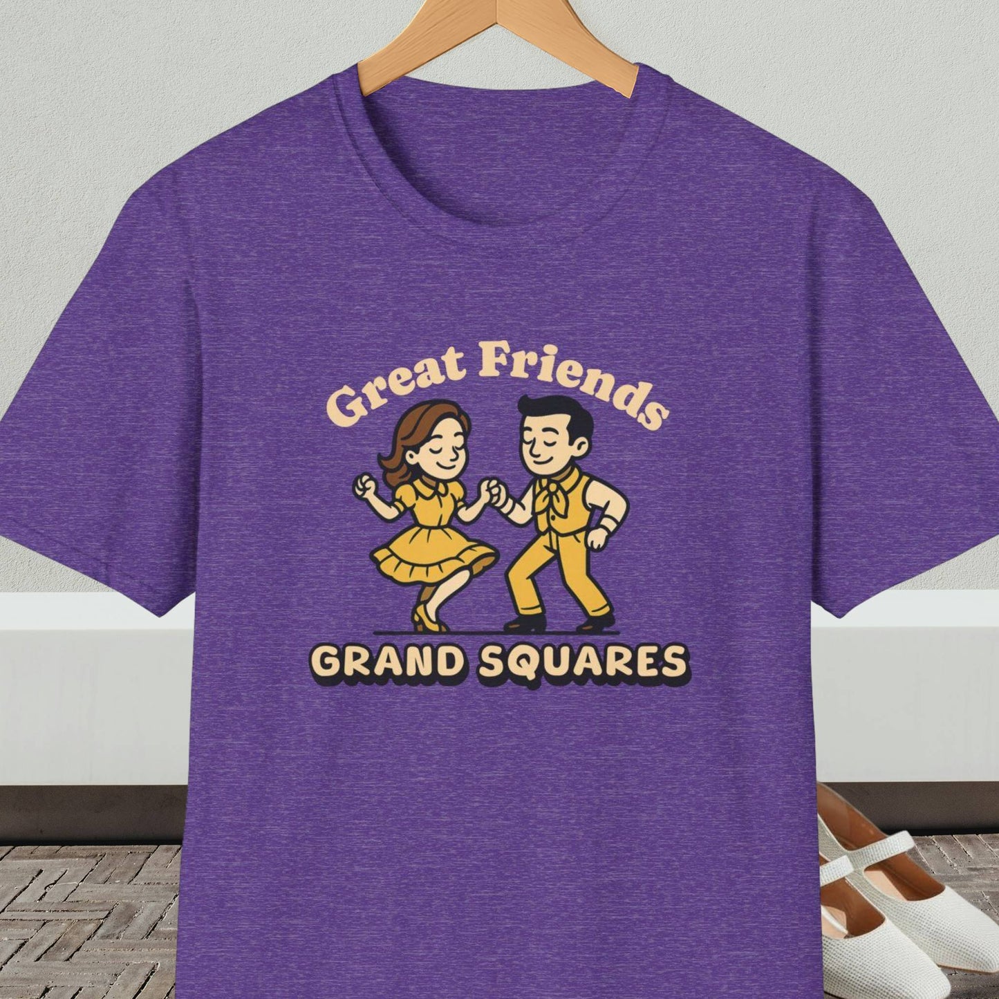 Purple t-shirt with 'Great Friends Grand Squares' and square dance couple graphic